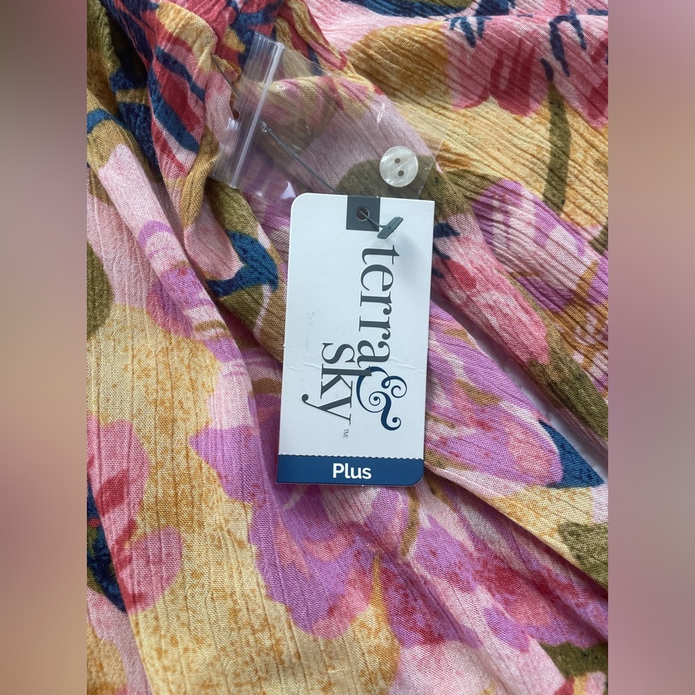 Terra & Sky Off the Shoulder Floral Blouse Women’s Size 1X (16W - 18W) - Picture 3 of 13